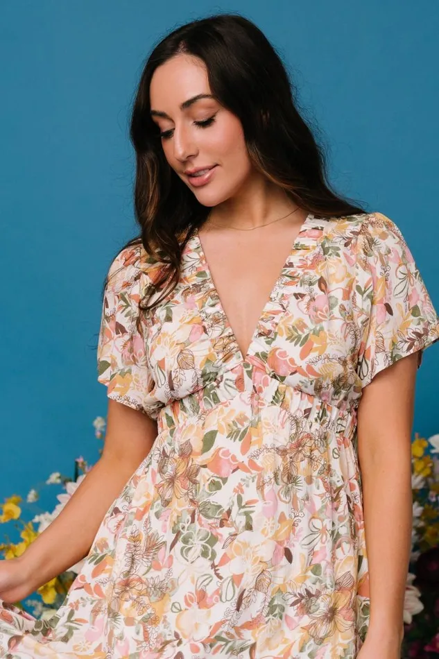 Women Cassie Short Sleeve Dress Multi Floral Baltic Born Maxi Dresses Women Cassie Short Sleeve Dress Multi Floral Baltic Born Maxi Dresses