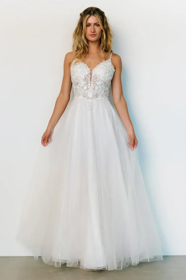 Women Celeste Sparkle Tulle Gown White Pastel Baltic Born Embellished and Sequined