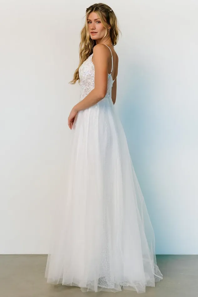 Women Celeste Sparkle Tulle Gown White Pastel Baltic Born Embellished and Sequined Women Celeste Sparkle Tulle Gown White Pastel Baltic Born Embellished and Sequined