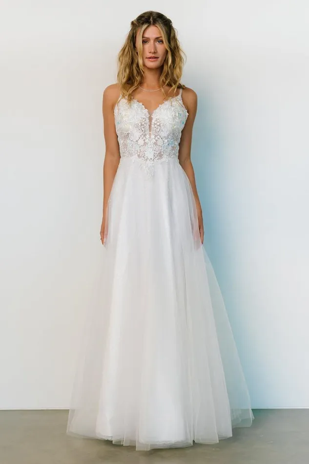 Women Celeste Sparkle Tulle Gown White Pastel Baltic Born Embellished and Sequined Women Celeste Sparkle Tulle Gown White Pastel Baltic Born Embellished and Sequined