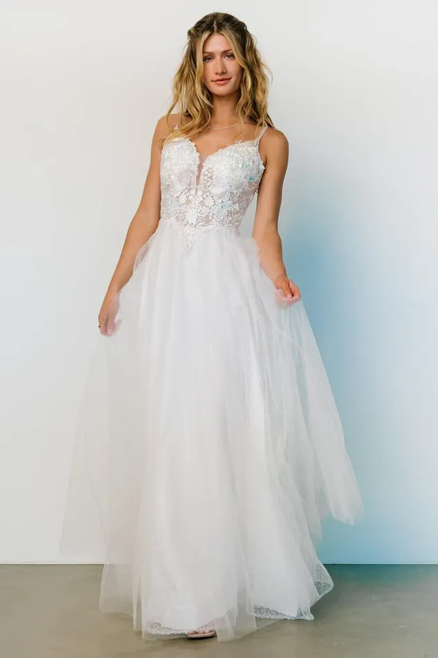 Women Celeste Sparkle Tulle Gown White Pastel Baltic Born Embellished and Sequined Women Celeste Sparkle Tulle Gown White Pastel Baltic Born Embellished and Sequined