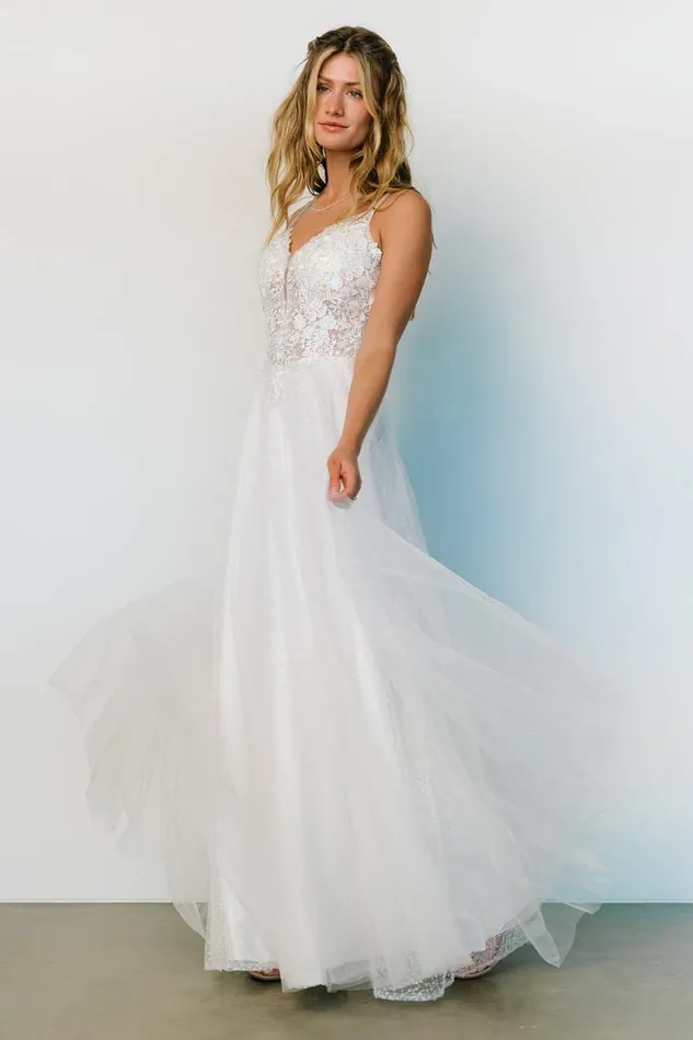 Women Celeste Sparkle Tulle Gown White Pastel Baltic Born Embellished and Sequined Women Celeste Sparkle Tulle Gown White Pastel Baltic Born Embellished and Sequined