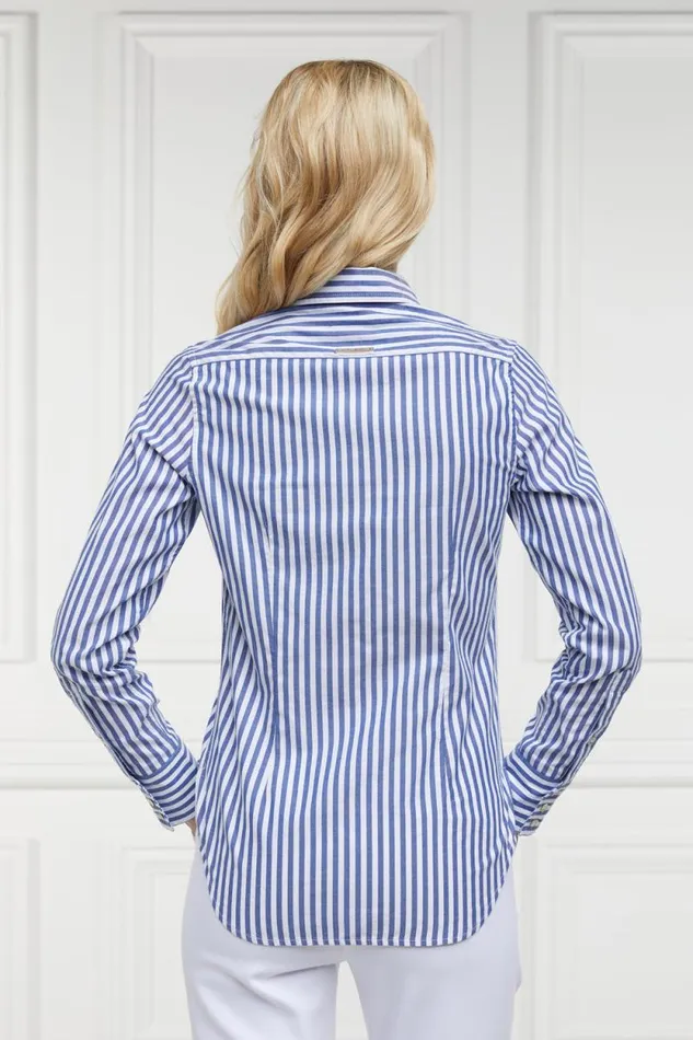 Women Classic Button Down Shirt Navy Stripe Holland Cooper Shirts and Blouses