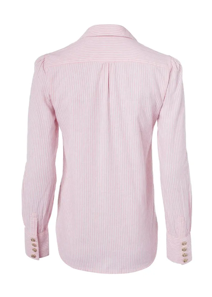 Women Classic VNeck Blouse Pink Stripe Holland Cooper Shirts and Blouses