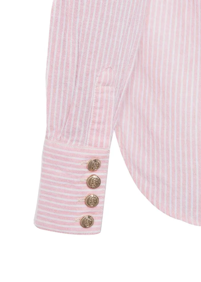 Women Classic VNeck Blouse Pink Stripe Holland Cooper Shirts and Blouses