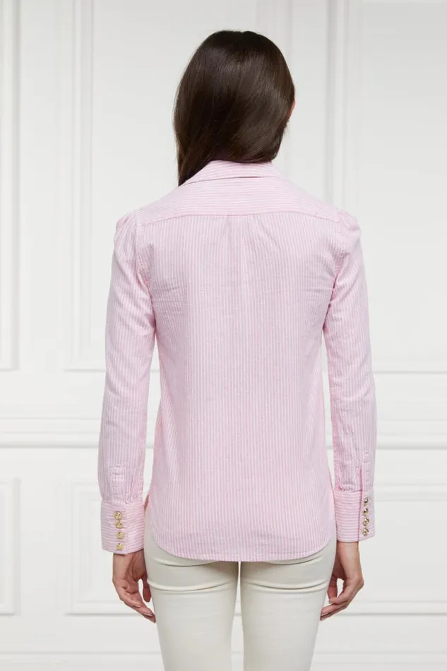 Women Classic VNeck Blouse Pink Stripe Holland Cooper Shirts and Blouses