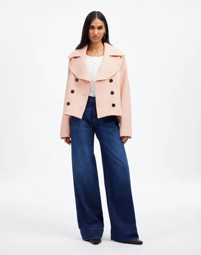 Women Coats Jackets Madewell OversizedCollar Short Peacoat Pale Blush
