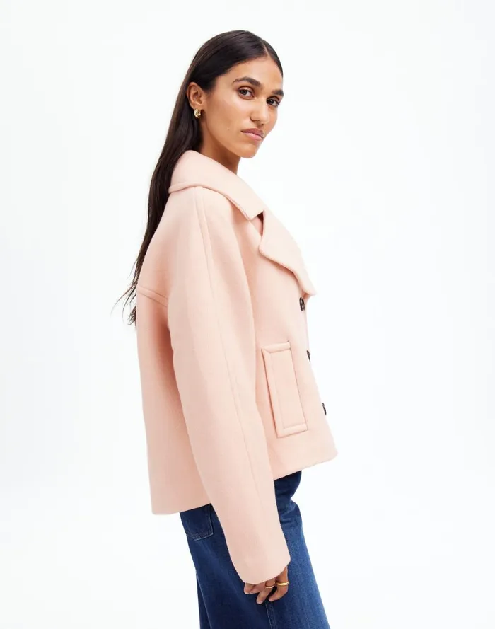 Women Coats Jackets Madewell OversizedCollar Short Peacoat Pale Blush