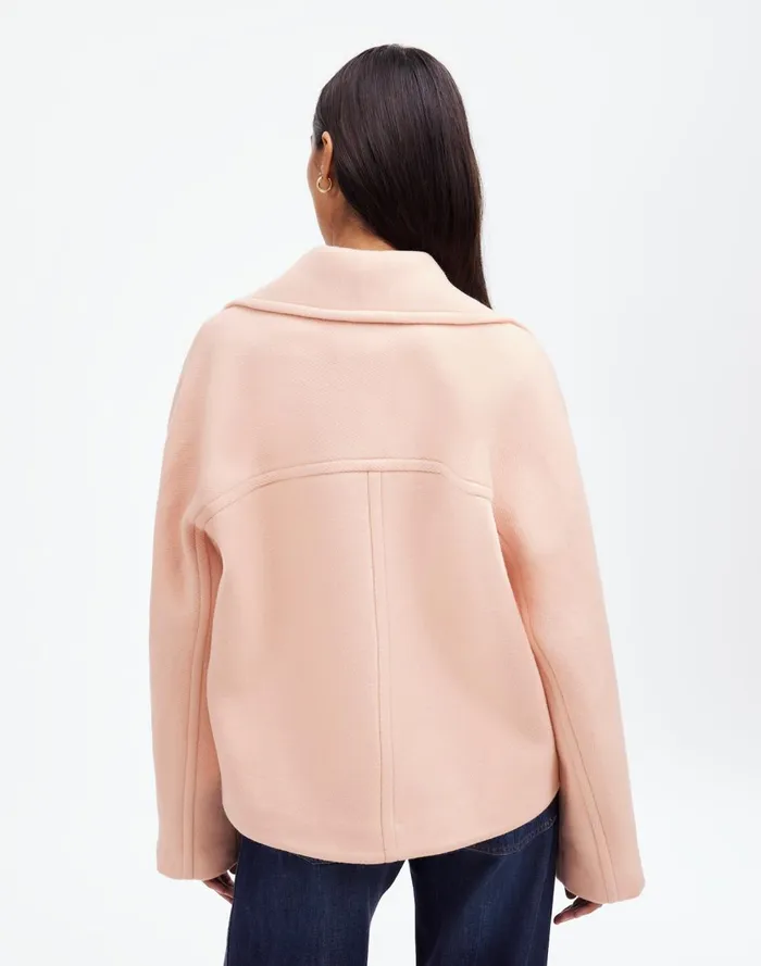 Women Coats Jackets Madewell OversizedCollar Short Peacoat Pale Blush