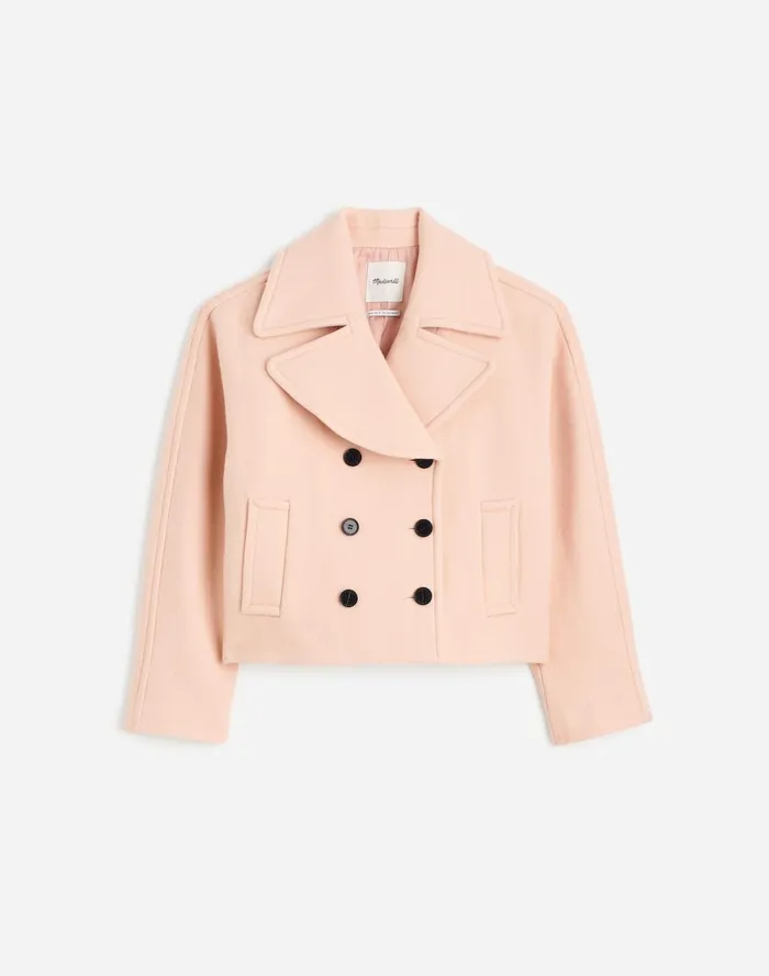 Women Coats Jackets Madewell OversizedCollar Short Peacoat Pale Blush