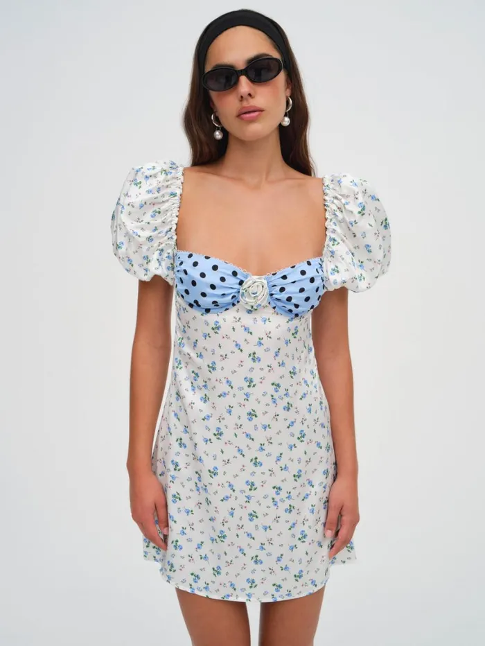 Women Colby Floral Mini Dress Ivory For Love and Lemons Dresses