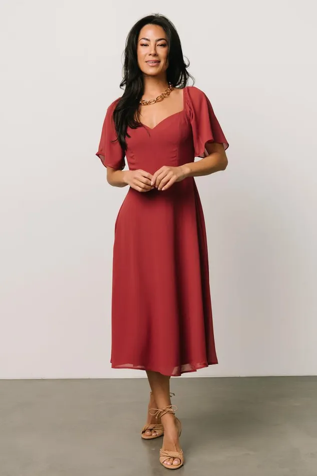 Women Colette Sweetheart Midi Dress Terracotta Baltic Born Midi Dresses