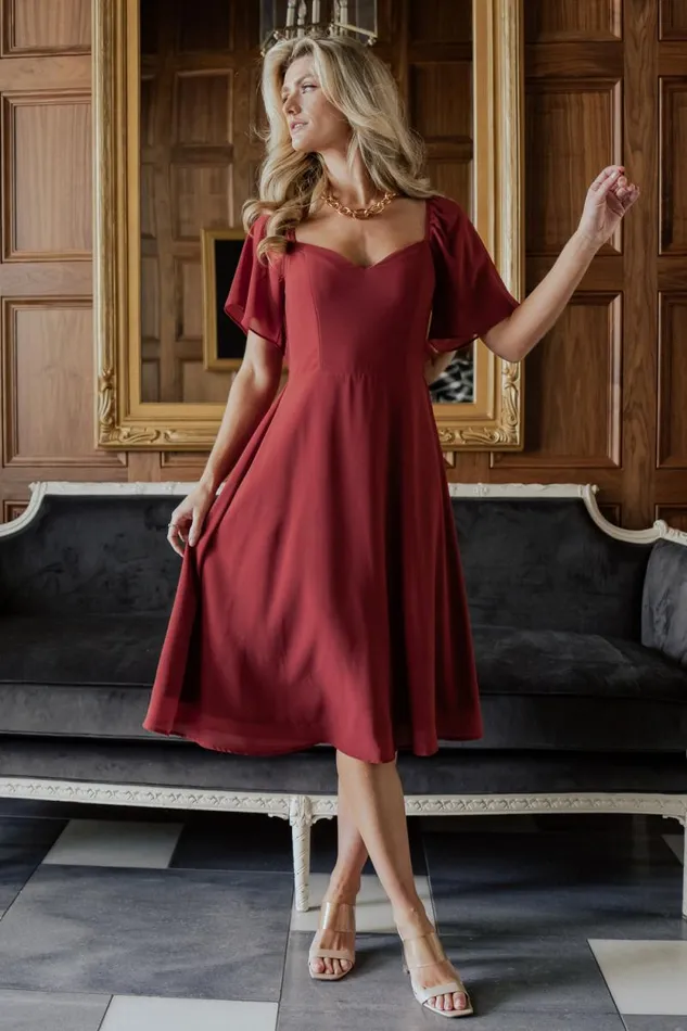 Women Colette Sweetheart Midi Dress Terracotta Baltic Born Midi Dresses Women Colette Sweetheart Midi Dress Terracotta Baltic Born Midi Dresses