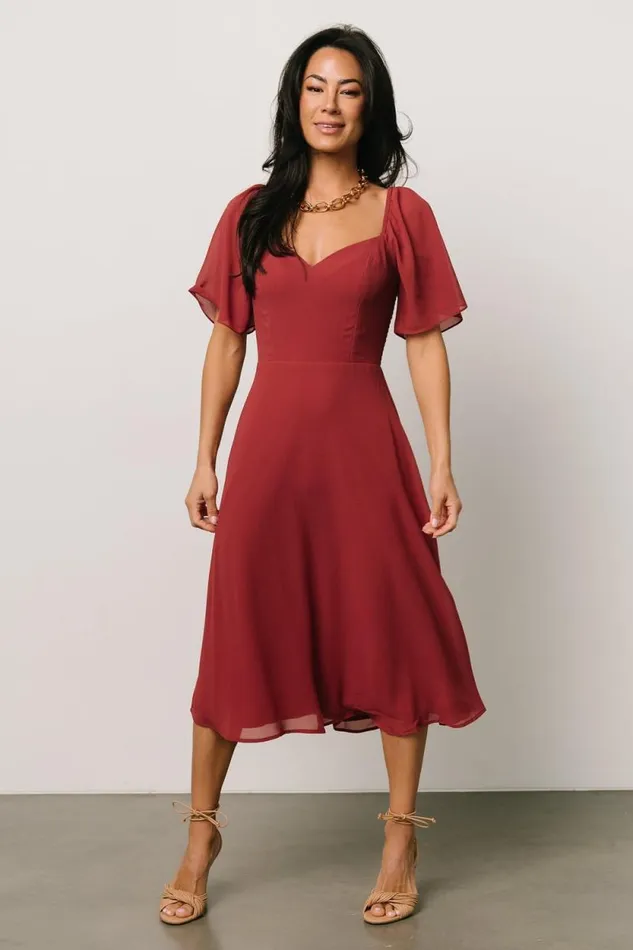Women Colette Sweetheart Midi Dress Terracotta Baltic Born Midi Dresses Women Colette Sweetheart Midi Dress Terracotta Baltic Born Midi Dresses