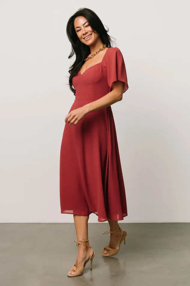 Women Colette Sweetheart Midi Dress Terracotta Baltic Born Midi Dresses Women Colette Sweetheart Midi Dress Terracotta Baltic Born Midi Dresses