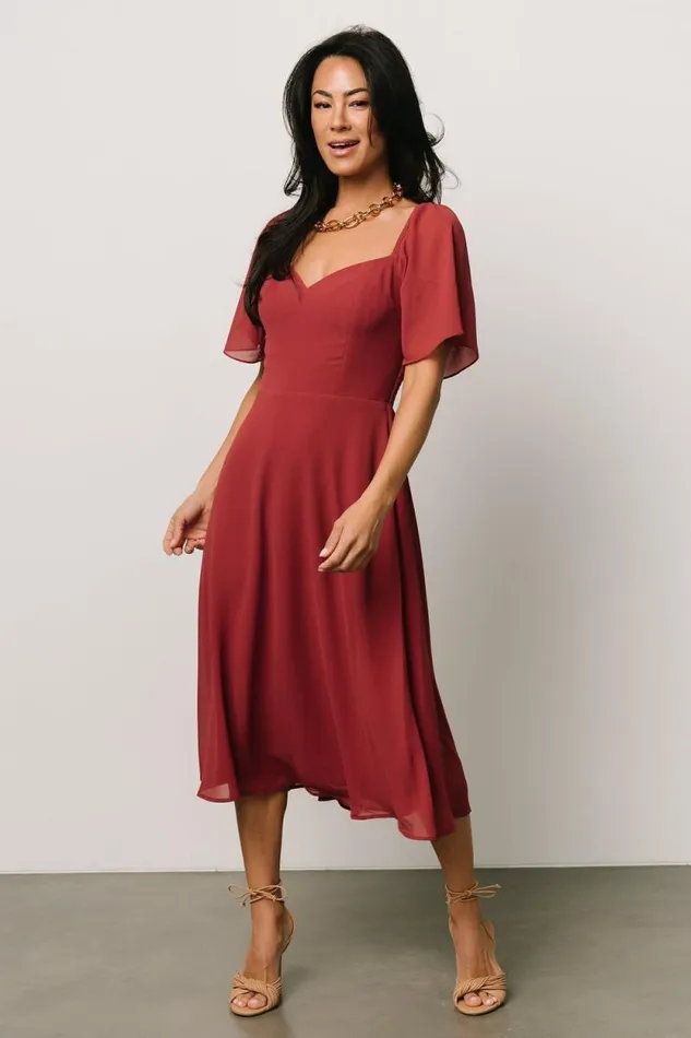 Women Colette Sweetheart Midi Dress Terracotta Baltic Born Midi Dresses Women Colette Sweetheart Midi Dress Terracotta Baltic Born Midi Dresses