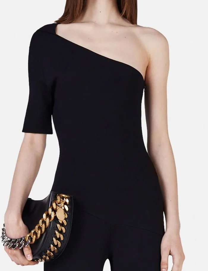 Women Compact Knit OneShoulder Jumpsuit Black Stella McCartney Jumpsuits Women Compact Knit OneShoulder Jumpsuit Black Stella McCartney Jumpsuits