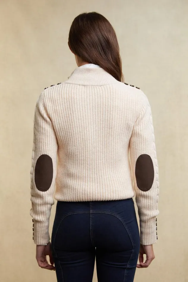 Women Country Cable Quarter Zip Knit Oat Holland Cooper Knitwear Women Country Cable Quarter Zip Knit Oat Holland Cooper Knitwear