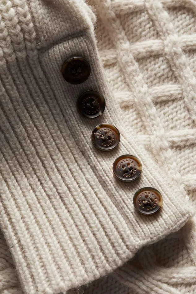 Women Country Cable Quarter Zip Knit Oat Holland Cooper Knitwear Women Country Cable Quarter Zip Knit Oat Holland Cooper Knitwear