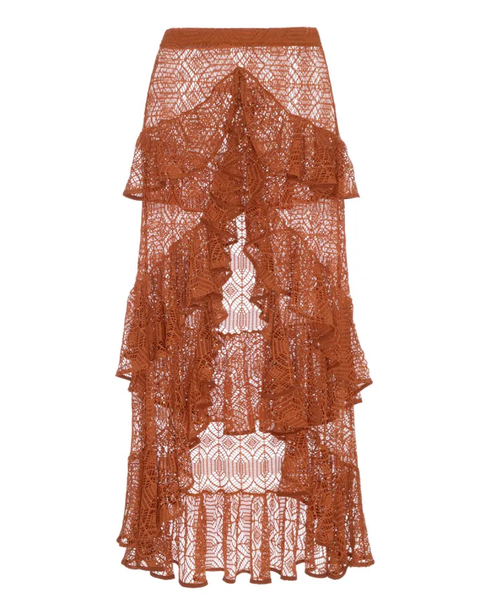 Women CoverUps PatBO PINE LACE BEACH SKIRT Brown