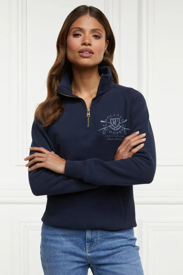 Women Crest Zip Henley Ink Navy Holland Cooper Henley