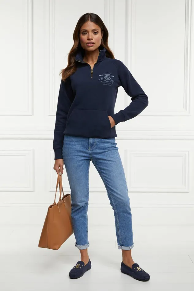 Women Crest Zip Henley Ink Navy Holland Cooper Henley