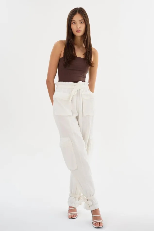Women CRESTIN Cotton Cargo Pants Off White LAMARQUE Pants and Shorts