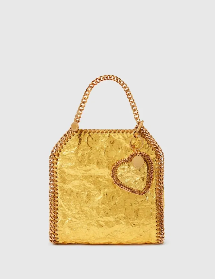 Women Crinkled Metallic Falabella Heart Charm Gold Stella McCartney Keyring And Charms Women Crinkled Metallic Falabella Heart Charm Gold Stella McCartney Keyring And Charms