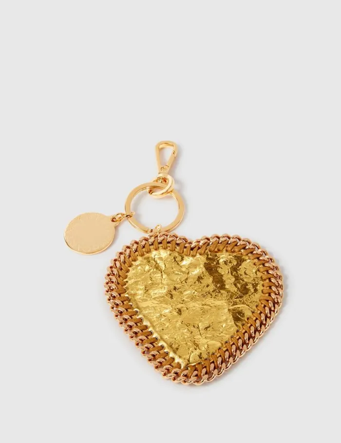 Women Crinkled Metallic Falabella Heart Charm Gold Stella McCartney Keyring And Charms Women Crinkled Metallic Falabella Heart Charm Gold Stella McCartney Keyring And Charms