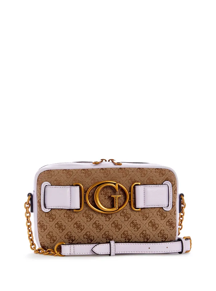 Women Crossbody GUESS Brown Lilac Aviana Crossbody Camera Bag