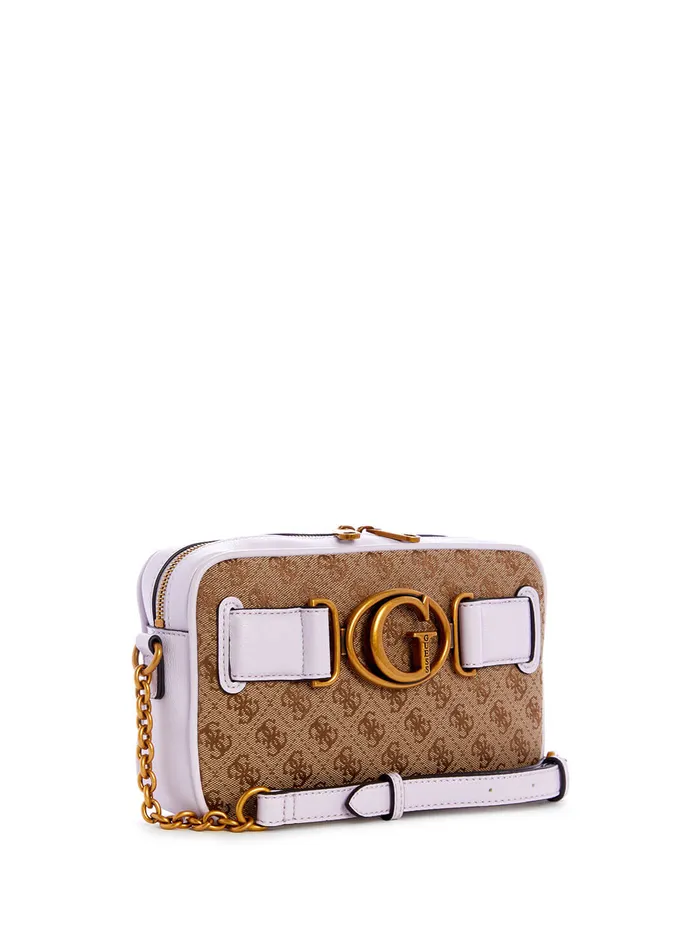 Women Crossbody GUESS Brown Lilac Aviana Crossbody Camera Bag