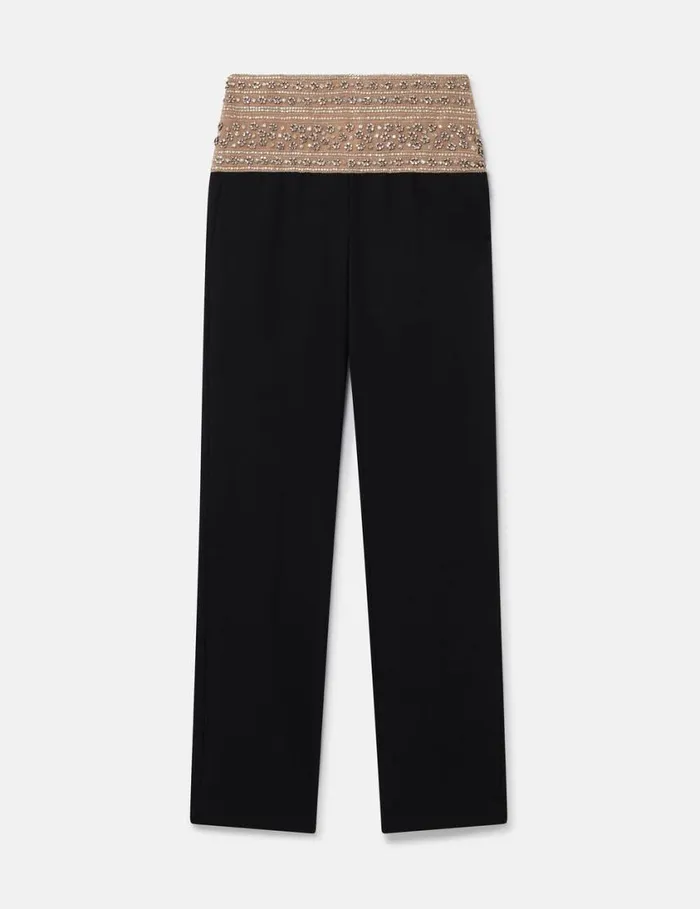 Women CrystalEmbellished Wool Trousers Midnight Black Stella McCartney Tailoring