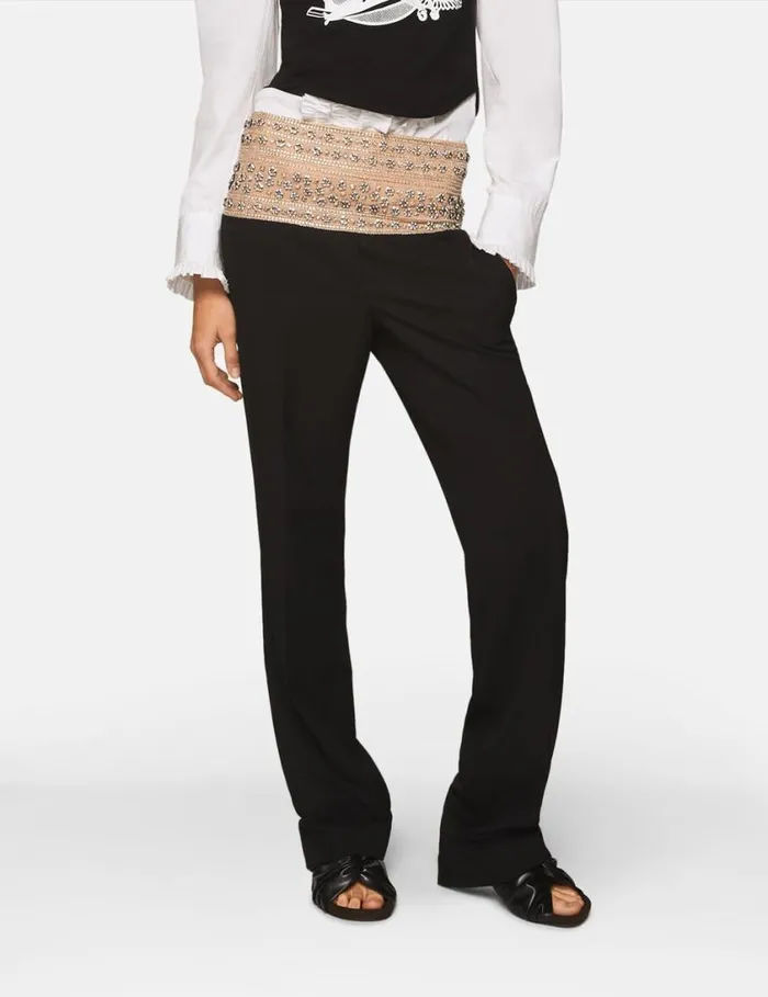 Women CrystalEmbellished Wool Trousers Midnight Black Stella McCartney Tailoring Women CrystalEmbellished Wool Trousers Midnight Black Stella McCartney Tailoring