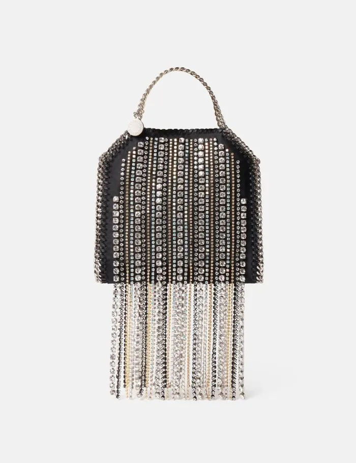 Women Crystal Fringe Falabella Tiny Tote Bag Black Stella McCartney Mini Bags And Clutches Women Crystal Fringe Falabella Tiny Tote Bag Black Stella McCartney Mini Bags And Clutches
