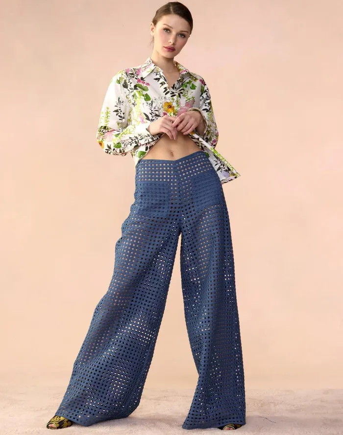 Women Cynthia Rowley Bottoms Birdcage Pants Blue Women Cynthia Rowley Bottoms Birdcage Pants Blue
