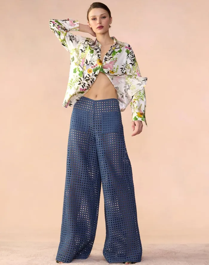 Women Cynthia Rowley Bottoms Birdcage Pants Blue Women Cynthia Rowley Bottoms Birdcage Pants Blue