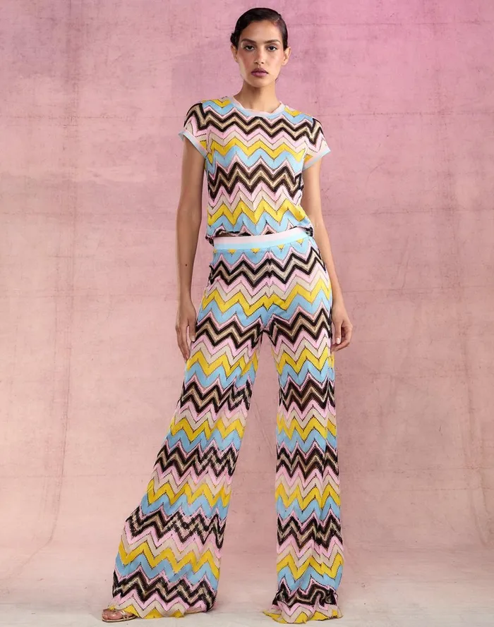 Women Cynthia Rowley Bottoms Zigzag Knit Pants Ylwmt