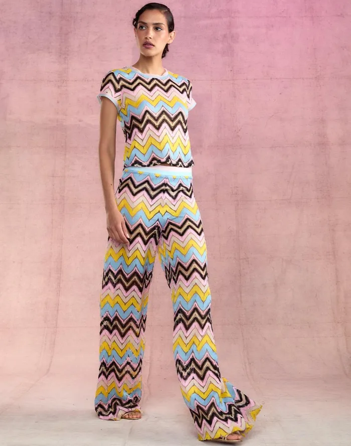Women Cynthia Rowley Bottoms Zigzag Knit Pants Ylwmt Women Cynthia Rowley Bottoms Zigzag Knit Pants Ylwmt