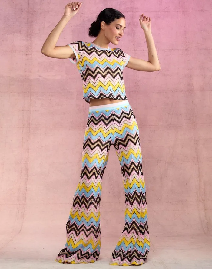 Women Cynthia Rowley Bottoms Zigzag Knit Pants Ylwmt Women Cynthia Rowley Bottoms Zigzag Knit Pants Ylwmt