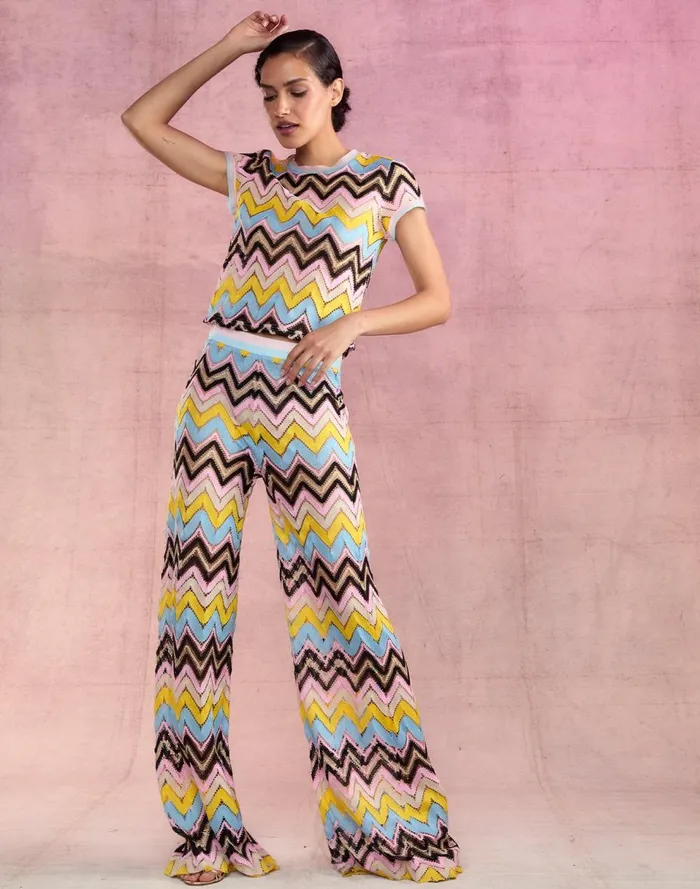 Women Cynthia Rowley Bottoms Zigzag Knit Pants Ylwmt Women Cynthia Rowley Bottoms Zigzag Knit Pants Ylwmt