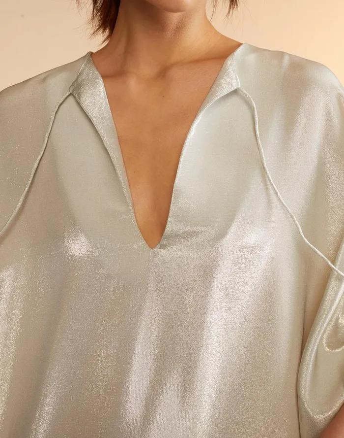 Women Cynthia Rowley Dresses Silk Lame Kaftan Silver Women Cynthia Rowley Dresses Silk Lame Kaftan Silver