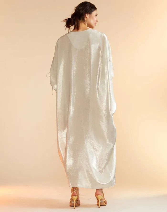 Women Cynthia Rowley Dresses Silk Lame Kaftan Silver Women Cynthia Rowley Dresses Silk Lame Kaftan Silver