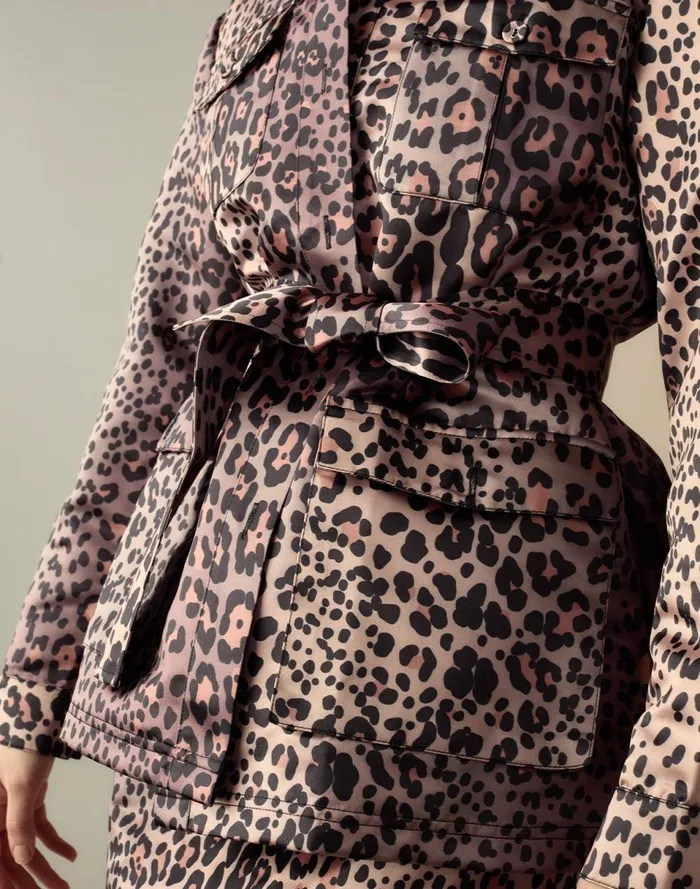 Women Cynthia Rowley Outerwear Leopardess Satin Safari Jacket Leopd Women Cynthia Rowley Outerwear Leopardess Satin Safari Jacket Leopd