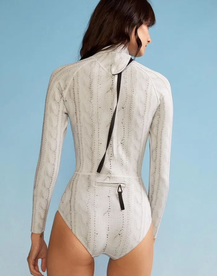 Women Cynthia Rowley Swim Cable Knit Wetsuit Cream