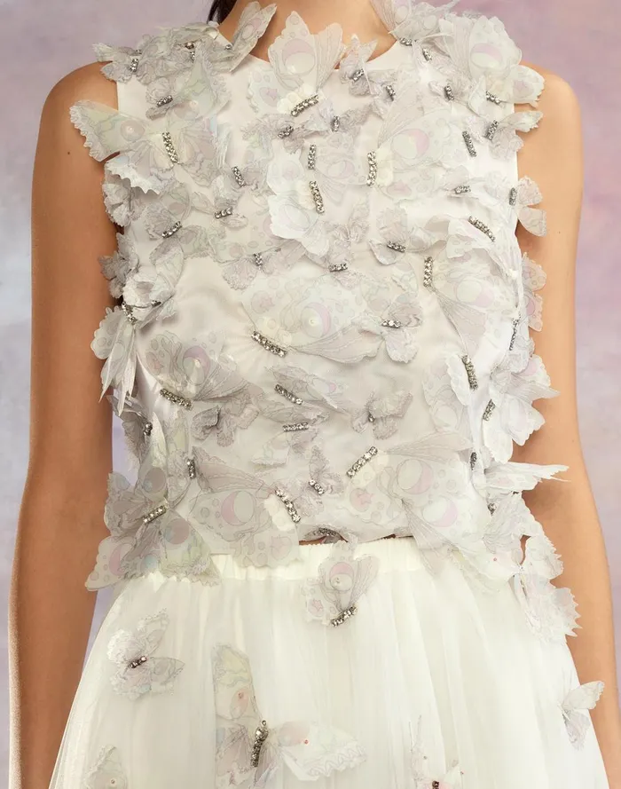 Women Cynthia Rowley Tops Butterfly Applique Top White Women Cynthia Rowley Tops Butterfly Applique Top White