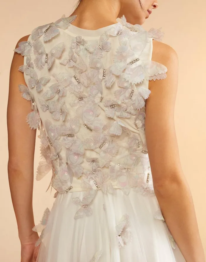 Women Cynthia Rowley Tops Butterfly Applique Top White Women Cynthia Rowley Tops Butterfly Applique Top White