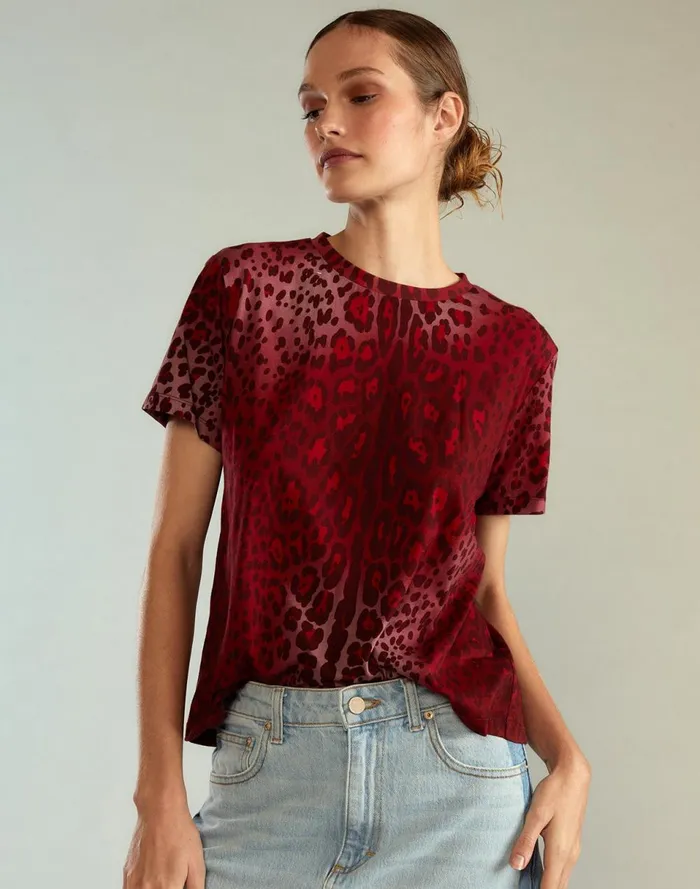 Women Cynthia Rowley Tops Leopard Relax Tee Redleo Women Cynthia Rowley Tops Leopard Relax Tee Redleo
