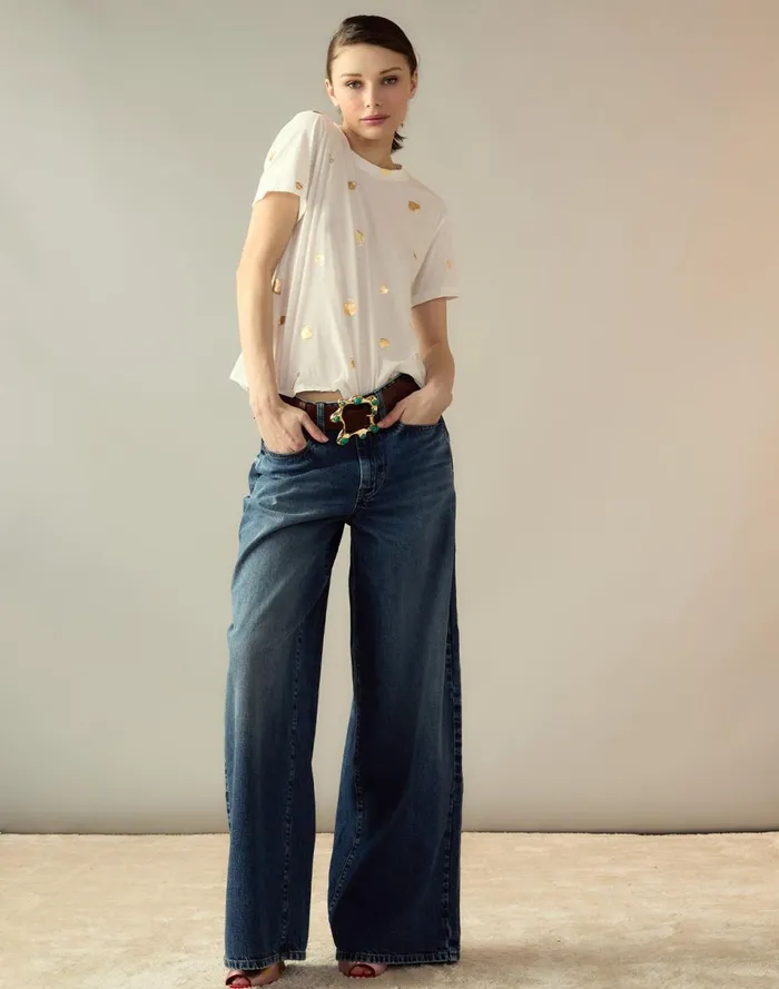 Women Cynthia Rowley Tops Lock and Key Metallic Tee White Women Cynthia Rowley Tops Lock and Key Metallic Tee White