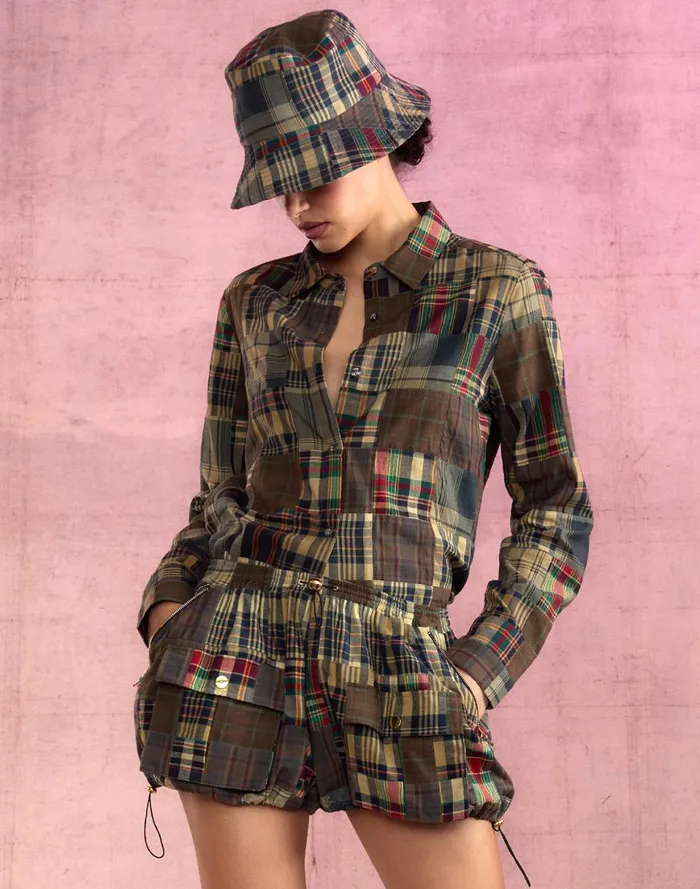 Women Cynthia Rowley Tops Madrid Madras Shirt Plaid
