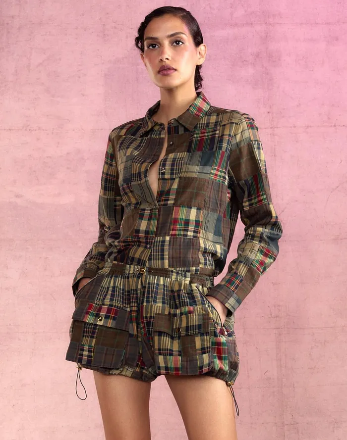 Women Cynthia Rowley Tops Madrid Madras Shirt Plaid Women Cynthia Rowley Tops Madrid Madras Shirt Plaid